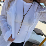 Pearl wrap necklace brown
