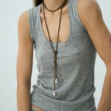 Pearl wrap necklace brown